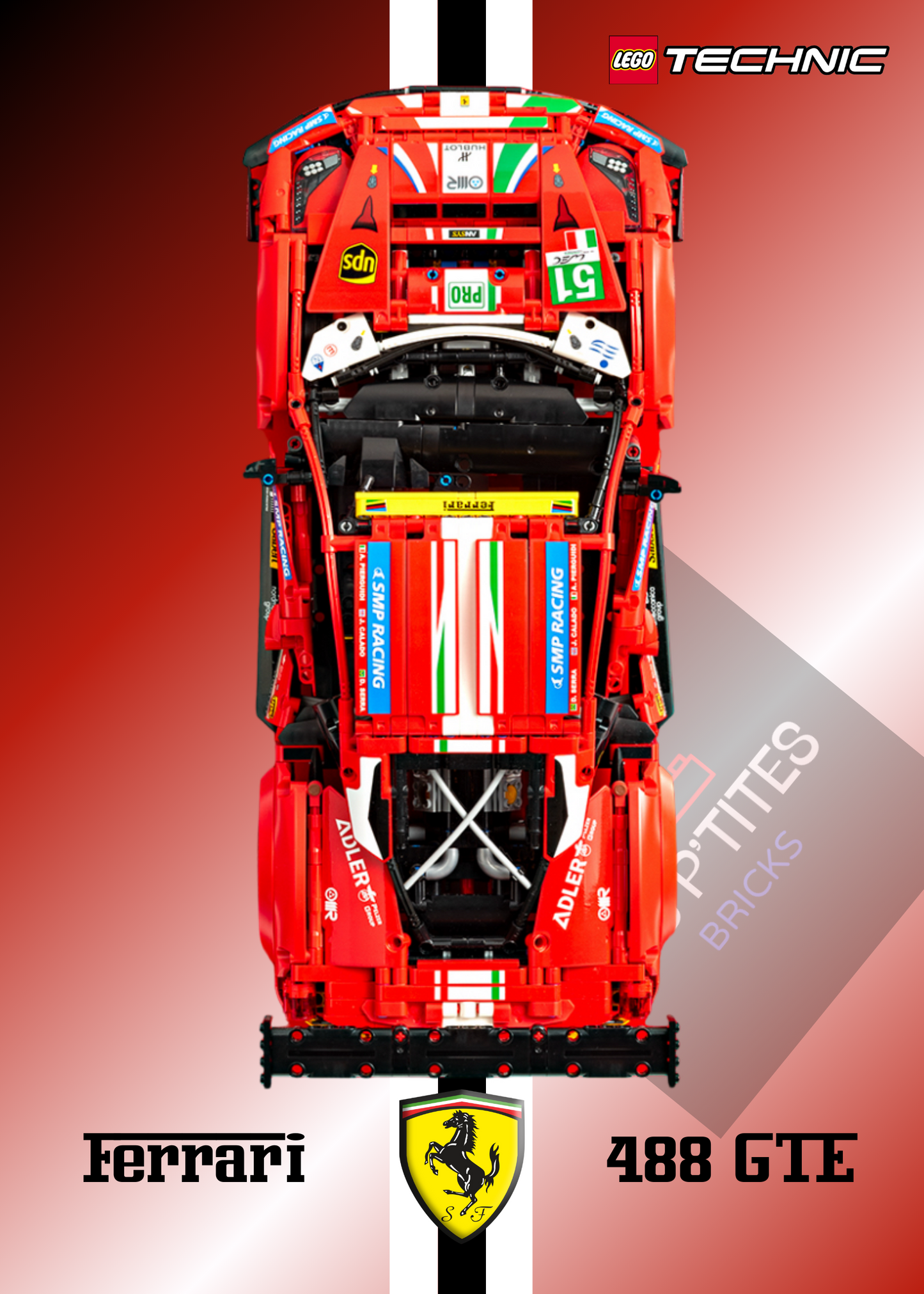 Affiche Légo Ferrari 488 GTE 42125 Technic